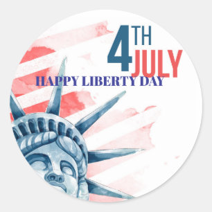 Statue of Liberty Fourth July Custom  Classic Round Sticker