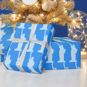 Statue of Liberty Freedom Symbol Elegant Blue Wrapping Paper