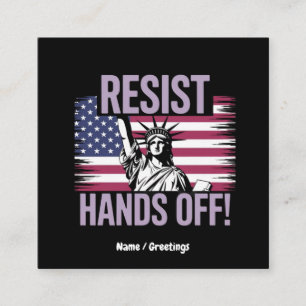 Statue of Liberty Hands Off Protest Resistance  Square Business Card