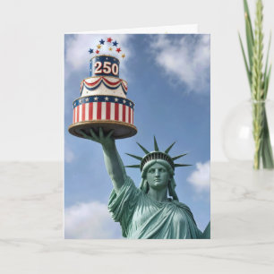 Statue of Liberty Holding a 250th Birthday Cake Card