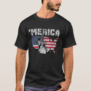 Statue Of Liberty Holding A Gun - Merica Red White T-Shirt