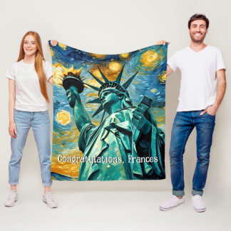 Statue of Liberty Impressionism Fleece Blanket