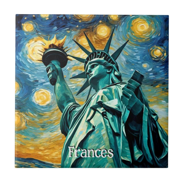 Statue of Liberty Impressionism Tile (Front)