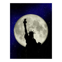 Statue of Liberty in Front of the Moon Poster