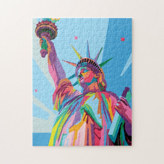 Statue of Liberty in New York Colourful Pop Art Jigsaw Puzzle (Vertical)