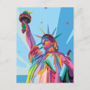 Statue of Liberty in New York Colourful Pop Art Postcard