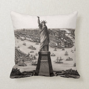 Statue Of Liberty In New York Harbour Throw Pillow