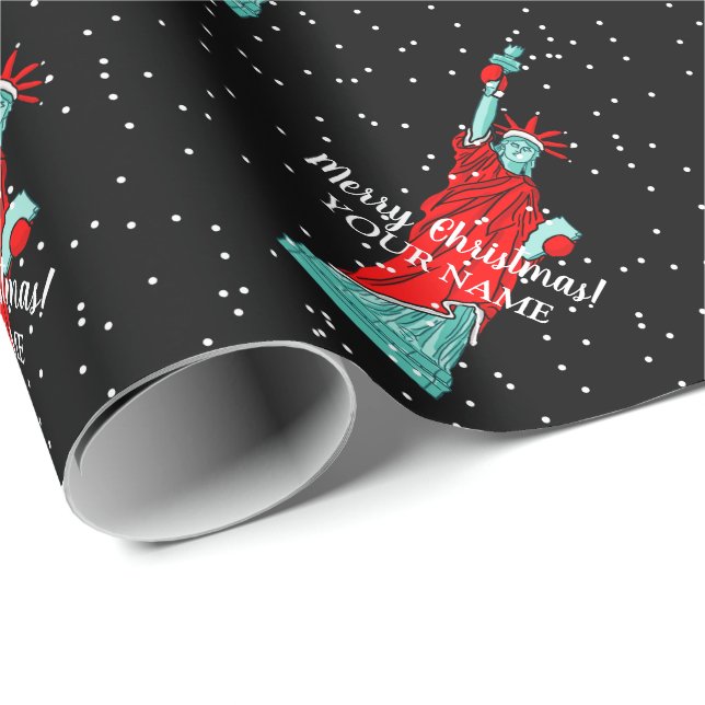 Statue of Liberty in Santa Claus outfit Christmas Wrapping Paper (Roll Corner)