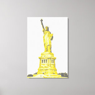 Statue of Liberty in shades of yellow and grey Canvas Print
