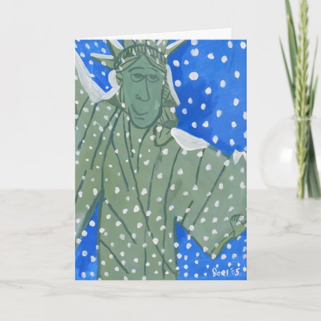 Statue of Liberty in the Snow by Joel Anderson Holiday Card (Front)