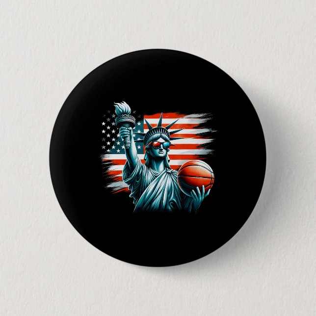 Statue Of Liberty Independence Day 4th Of July Ske 2 Inch Round Button (Front)