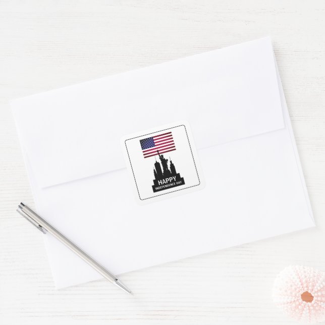Statue of Liberty, Independence Day Celebration Square Sticker (Envelope)
