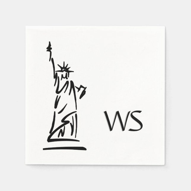 Statue of Liberty Initialized Napkin (Front)