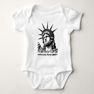 Statue of Liberty, Jesus, God, Holy Spirit, Faith Baby Bodysuit
