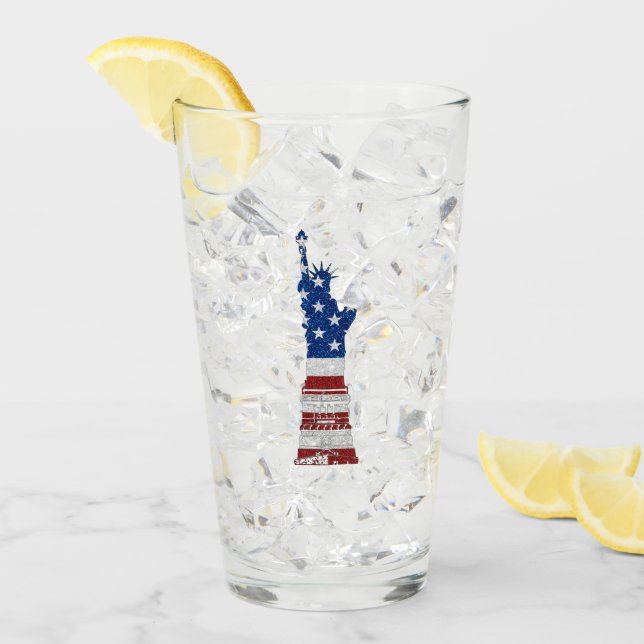 Statue Of Liberty July 4th Glitter Glass (Front Ice)