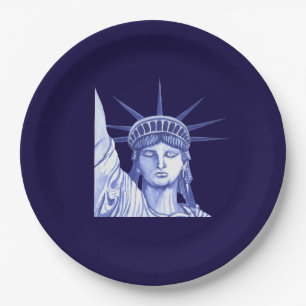 Statue Of Liberty July Fourth Holiday paper plate