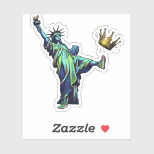 Statue of Liberty Kicking Crown Stencil Art   Vint