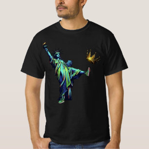 Statue of Liberty Kicking Crown Stencil Art Vint T-Shirt