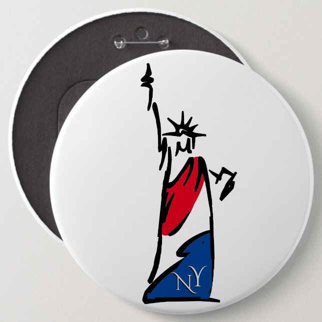 Statue of Liberty / Lady Liberty Stripes 6 Inch Round Button (Front & Back)