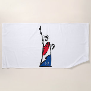 Statue of Liberty / Lady Liberty Stripes Beach Towel