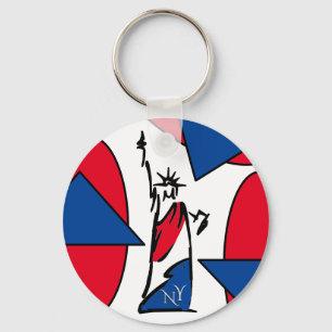 Statue of Liberty / Lady Liberty Stripes Modern Keychain