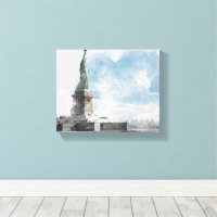 Statue of Liberty Manhattan Skyline Canvas Wall