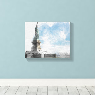 Statue of Liberty Manhattan Skyline Canvas Wall  Print