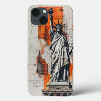 Statue of Liberty: Modern Architectural Blueprint  iPhone 13 Case