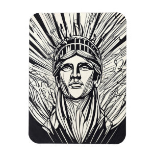 Statue of Liberty Modern Line Art Print Magnet