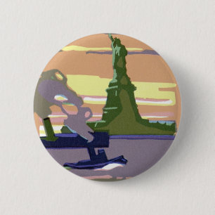 Statue of Liberty, New York City, Vintage Travel 2 Inch Round Button