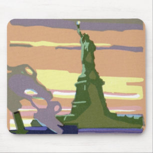 Statue of Liberty, New York City, Vintage Travel Mouse Pad