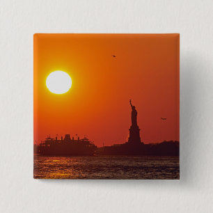 Statue of Liberty, New York Harbour, NY, USA, 2 Inch Square Button