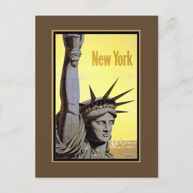 statue of liberty new york travel poster postcard (Front)