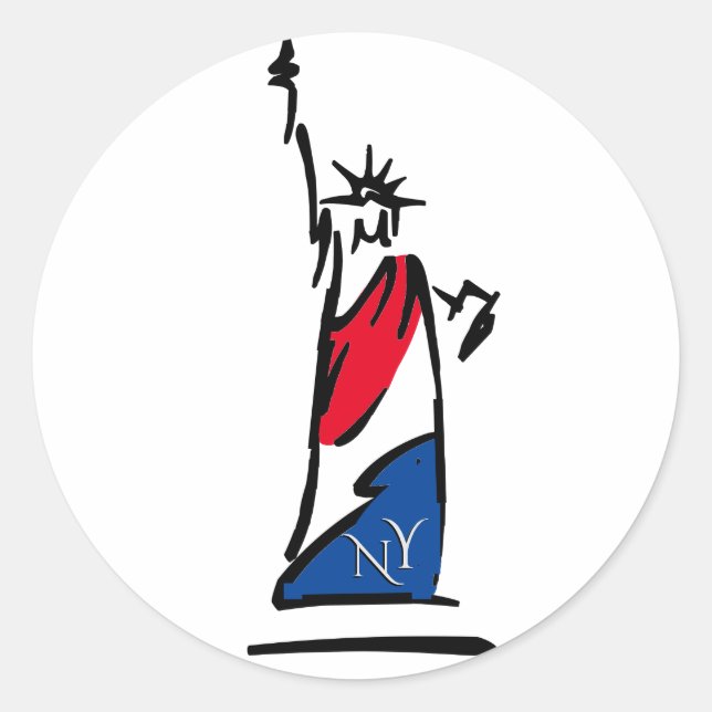 Statue of Liberty NY Red White and Blue Classic Round Sticker (Front)