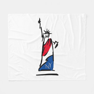 Statue of Liberty NY Red White and Blue Fleece Blanket
