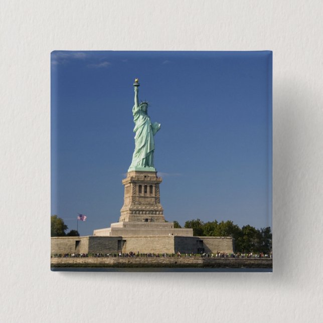 Statue of Liberty on Liberty Island in New 2 Inch Square Button (Front)