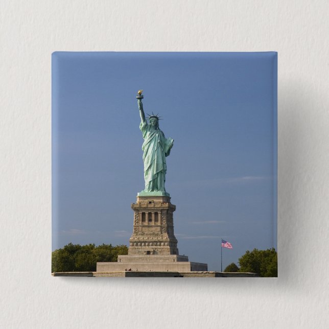 Statue of Liberty on Liberty Island in New 2 Inch Square Button (Front)