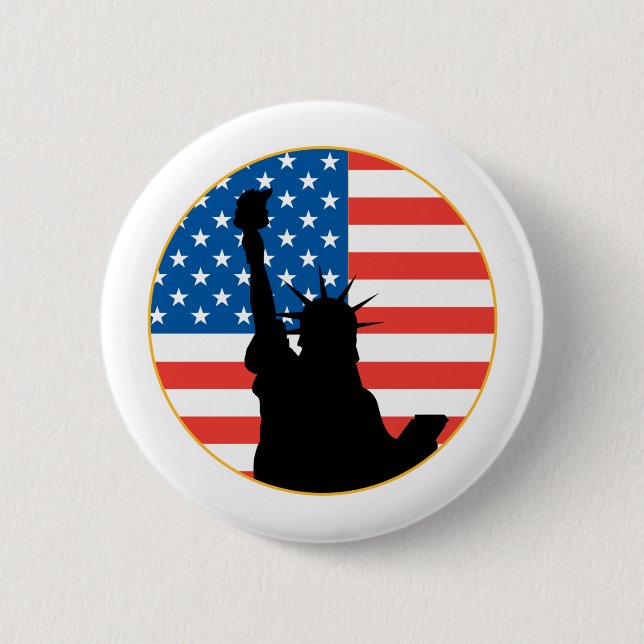 Statue Of Liberty Patriotic Design 2 Inch Round Button (Front)
