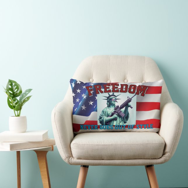 Statue of Liberty Patriotic Sunglasses M4 Rifle  Lumbar Pillow (Chair)