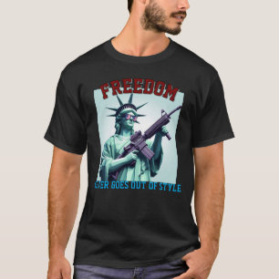 Statue of Liberty Patriotic Sunglasses M4 Rifle T-Shirt