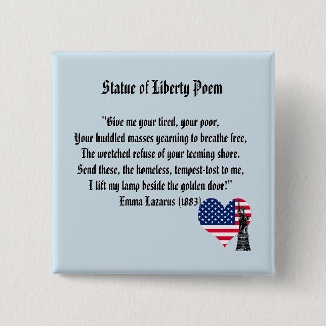 Statue of Liberty Poem 2 Inch Square Button (Front)