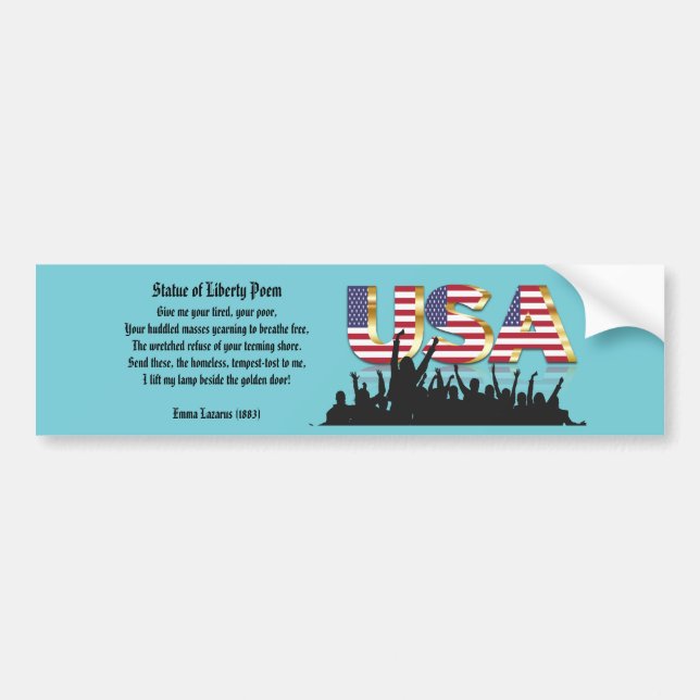 Statue of Liberty Poem, A Nation of Immigrants Bumper Sticker (Front)