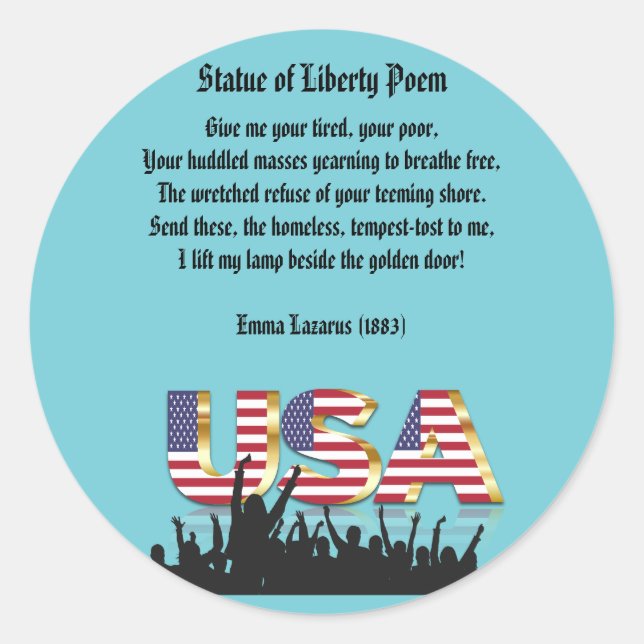 Statue of Liberty Poem, A Nation of Immigrants Classic Round Sticker (Front)