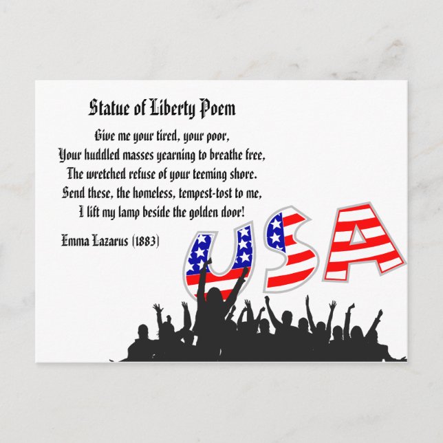 Statue of Liberty Poem, A Nation of Immigrants Postcard (Front)