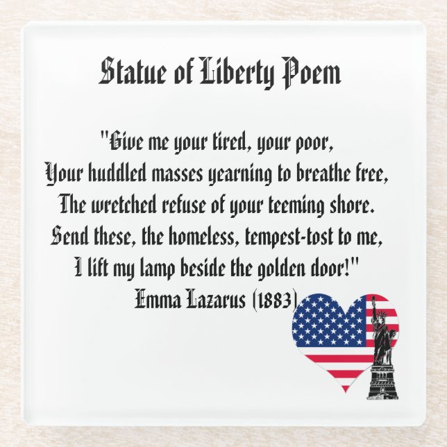 Statue of Liberty Poem Glass Coaster (Front)