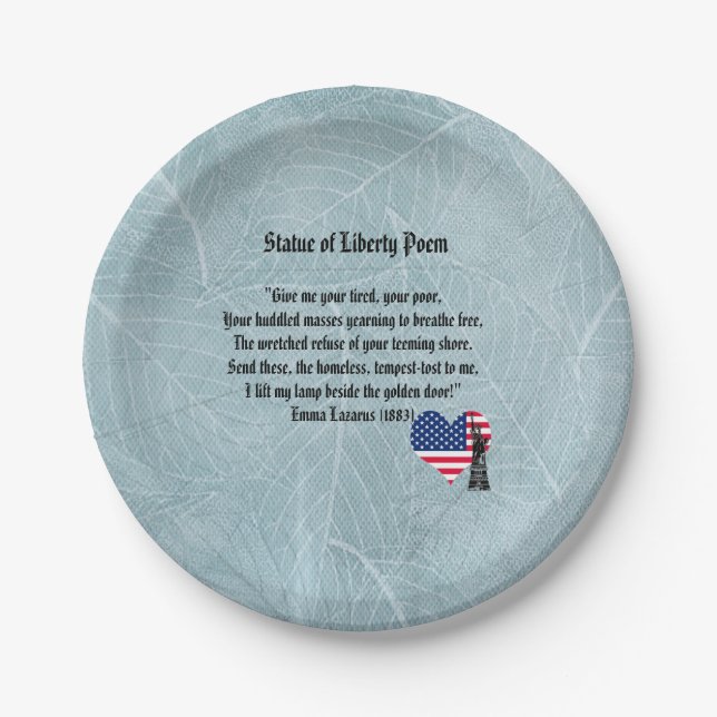 Statue of Liberty Poem Paper Plate (Front)