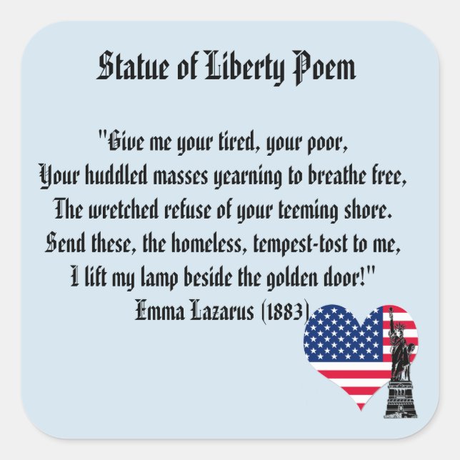 Statue of Liberty Poem Square Sticker (Front)