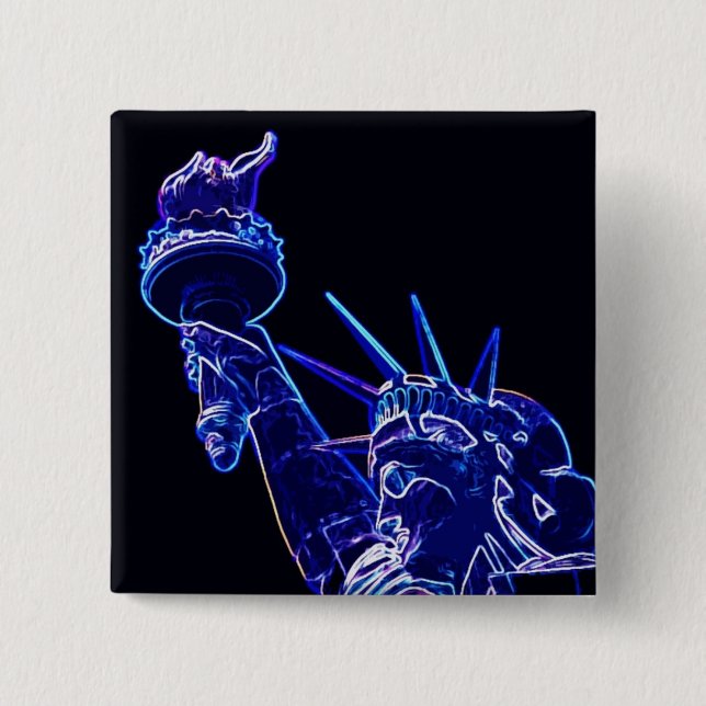 Statue of Liberty Pop Art 2 Inch Square Button (Front)
