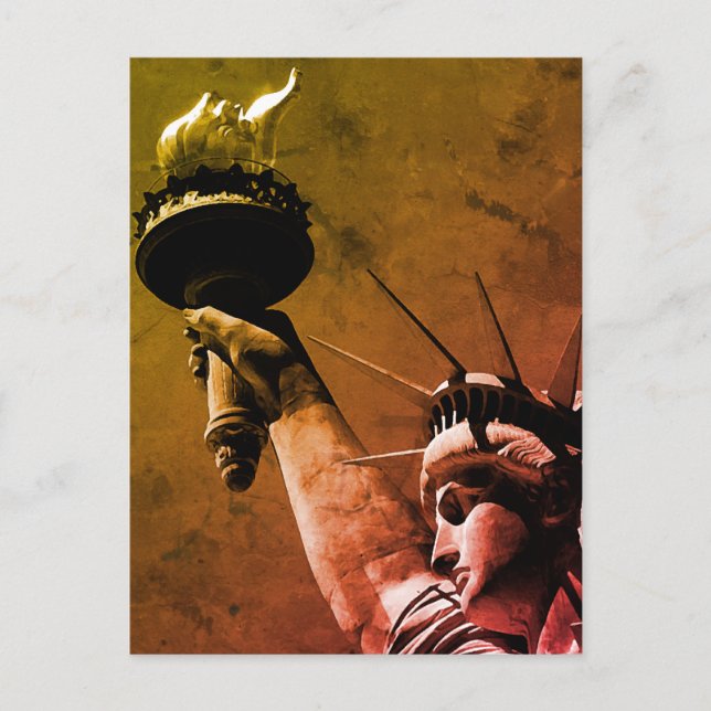 Statue of Liberty Pop Art Autumn Colours Postcard (Front)