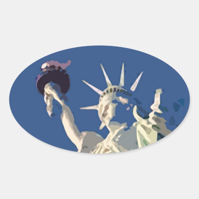 Statue of Liberty Pop Art Oval Sticker (Front)